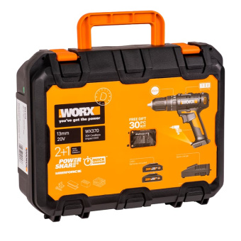 WORX 20V Дрель-шуруповерт аккумуляторная WX370 с 2-мя АКБ 2Ач, ЗУ, кейс WORX