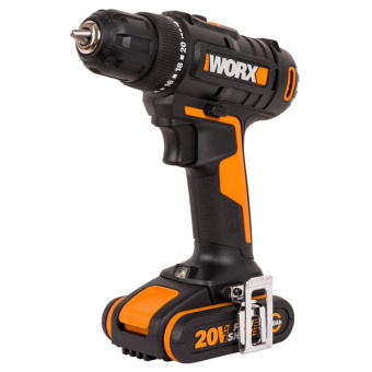 WORX 20V Дрель-шуруповерт аккумуляторная WX100.2 комплект с 2 АКБ 2 Ah и ЗУ, сумка WORX