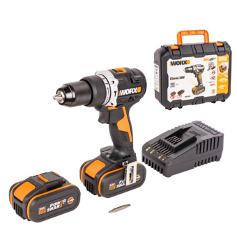 WORX 20V Дрель-шуруповерт ударная аккумуляторная WX352.1 с 2 АКБ 4Ач, ЗУ 2А, кейс WORX