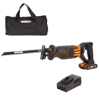 WORX 20V Сабельная пила аккумуляторная WX500, комплект с АКБ 2 Ah и ЗУ WORX