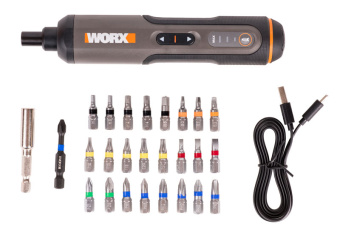 WORX 4V Отвертка аккумуляторная WX240, комплект с АКБ 1.5 Ah и ЗУ WORX